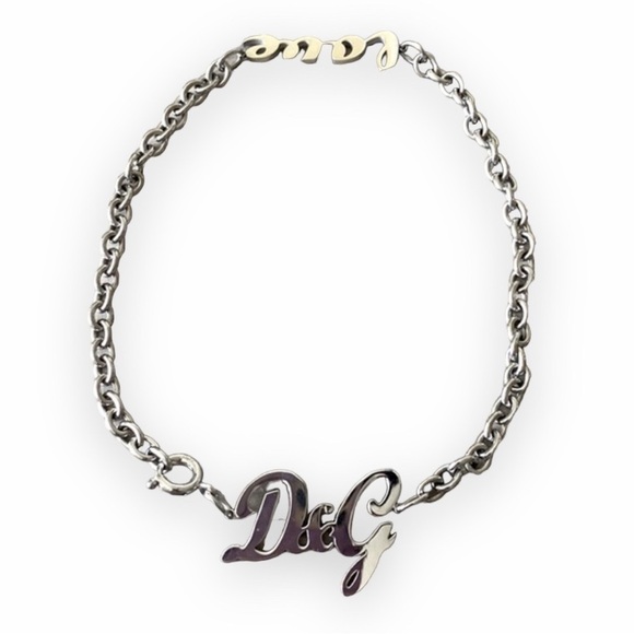 Dolce & Gabbana authentic Logo LOVE charm chain necklace vintage 00s silver tone - Picture 7 of 14